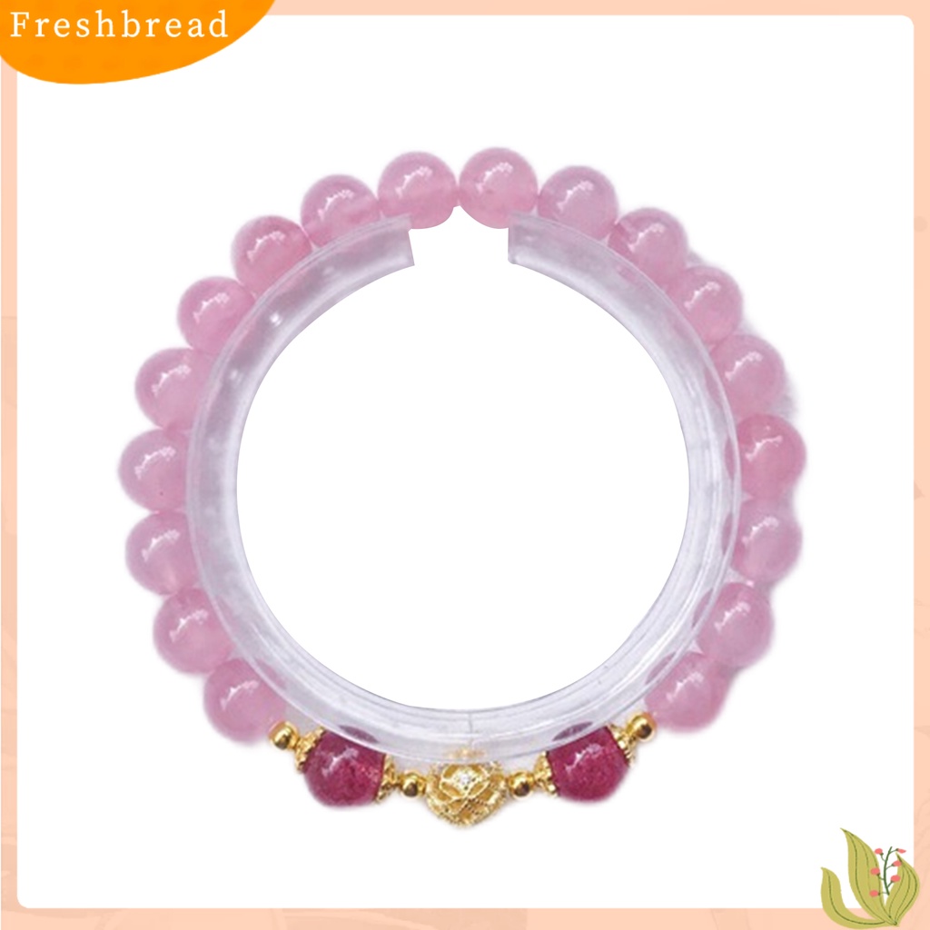 &lt; Freshbread &gt; Wanita Gelang Shiny Hias Menarik All-match Anti Luntur Perhiasan Hadiah Batu Alam Pink Strawberry Kristal Imitasi Wanita Pesona Gelang Untuk Pacar