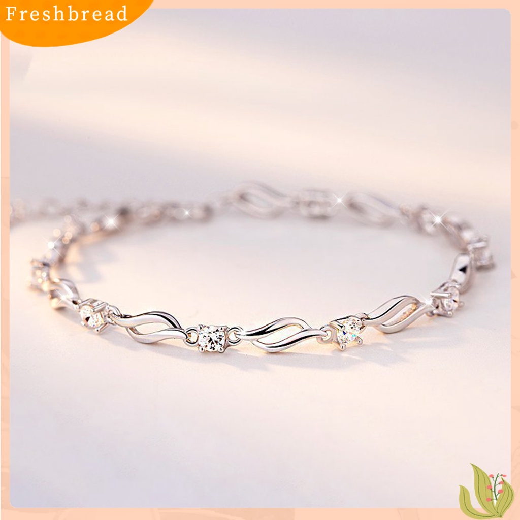 &lt; Freshbread &gt; Gelang Bangle Rantai Wanita Berlian Imitasi Berkilau Menarik Dapat Disesuaikan Untuk Pacaran