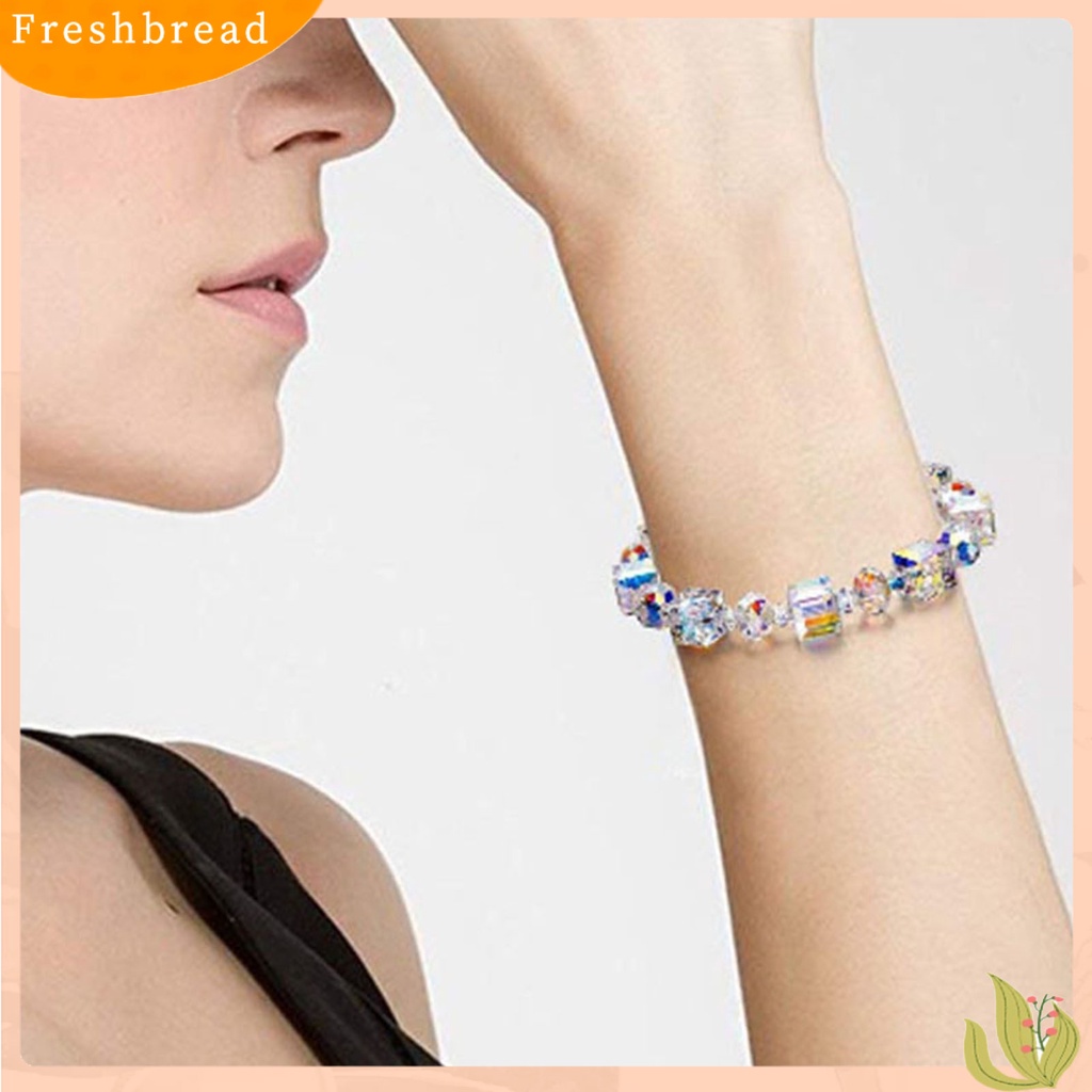 &lt; Freshbread &gt; Adjustable Extension Chain Mom Bracelet Buckle Closure Cubic Clear Gelang Kristal Imitasi Menawan Hadiah