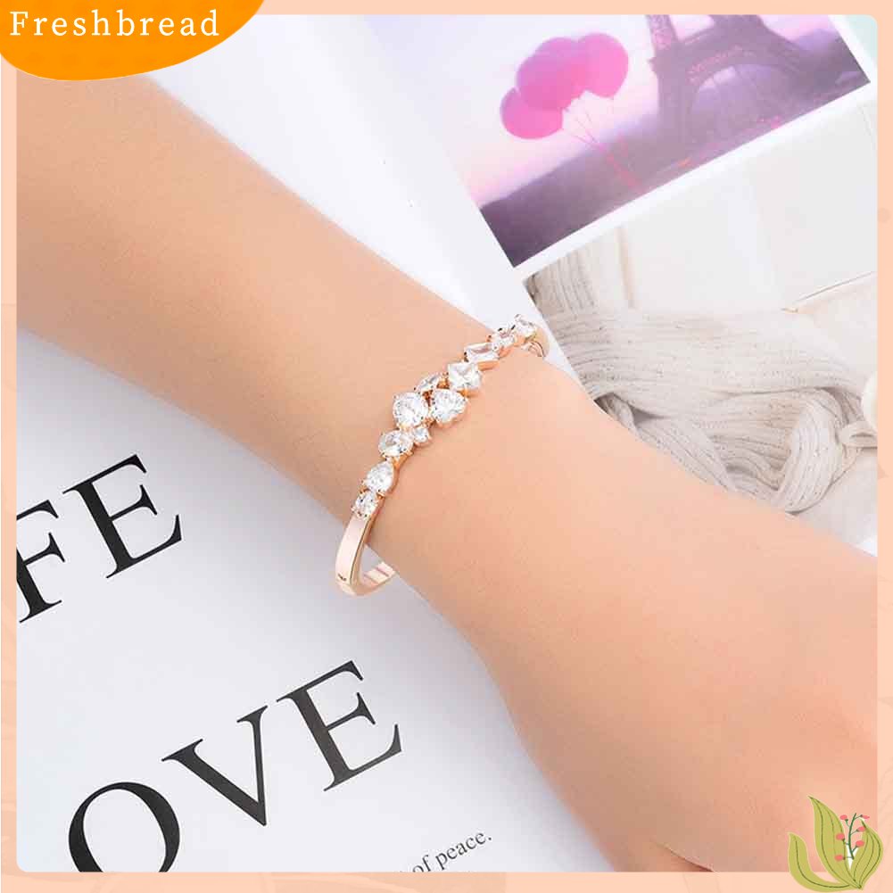 &lt; Freshbread &gt; Fashion Wanita Cubic Zirconia Hias Gelang Bangle Pesta Pernikahan Perhiasan Hadiah