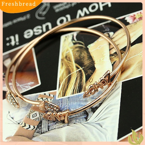 &lt; Freshbread &gt; Cinta Wanita Hati Berlian Imitasi Bangle Perjamuan Perhiasan Hadiah Manset Pembukaan Gelang