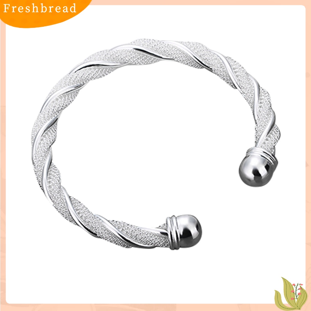 &lt; Freshbread &gt; Fashion Wanita Sederhana Perak Disepuh Twist Cuff Bangle Terbuka Gelang Perhiasan Hadiah