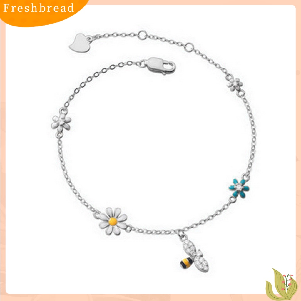 &lt; Freshbread &gt; Wanita Gelang Manis Indah Lebah Bentuk Bunga Liontin Lady Bangle Hadiah Ulang Tahun