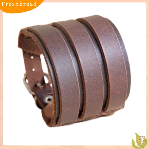 &lt; Freshbread &gt; Men Fashion Multilayer Belt Faux Leather Bracelet 3gesper Gelang Cuff Bangle