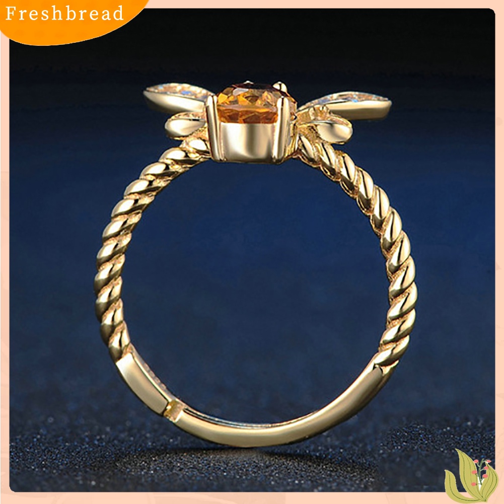 &lt; Freshbread &gt; Anting Pejantan Berlian Imitasi Berbentuk Lebah Serangga Elegan Pembukaan Cincin Lady Jewelry