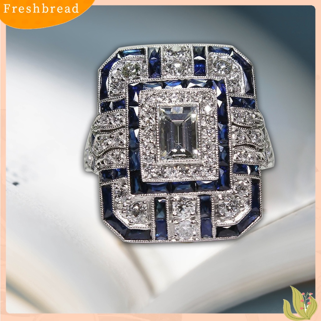 &lt; Freshbread &gt; Wanita Circlet Berlian Imitasi Hias Indah Ringan Cincin Jari Gaya Etik Untuk Pertunangan