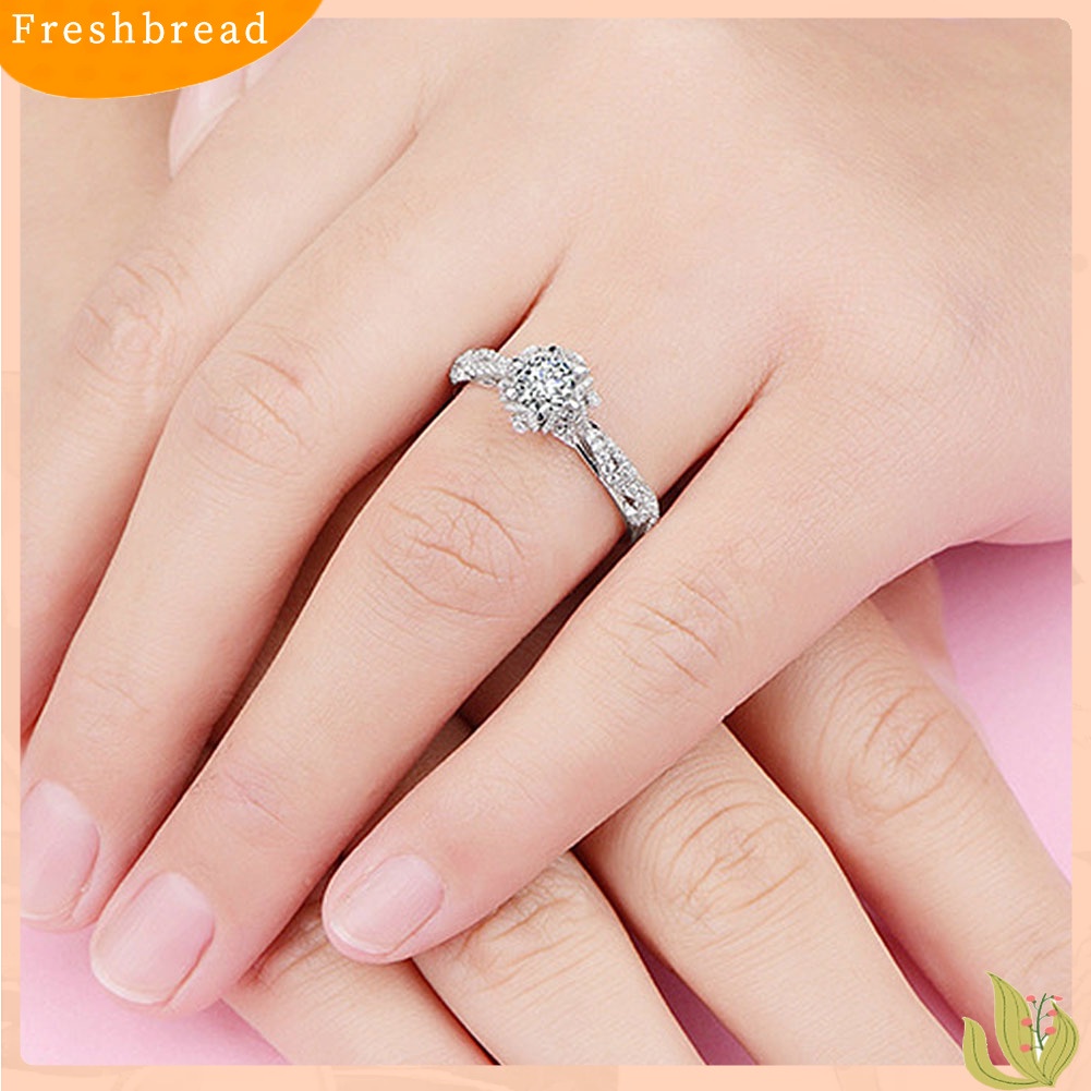 &lt; Freshbread &gt; Wanita Cubic Zirconia Hias Bunga Cincin Pernikahan Pertunangan Perhiasan Hadiah Ulang Tahun