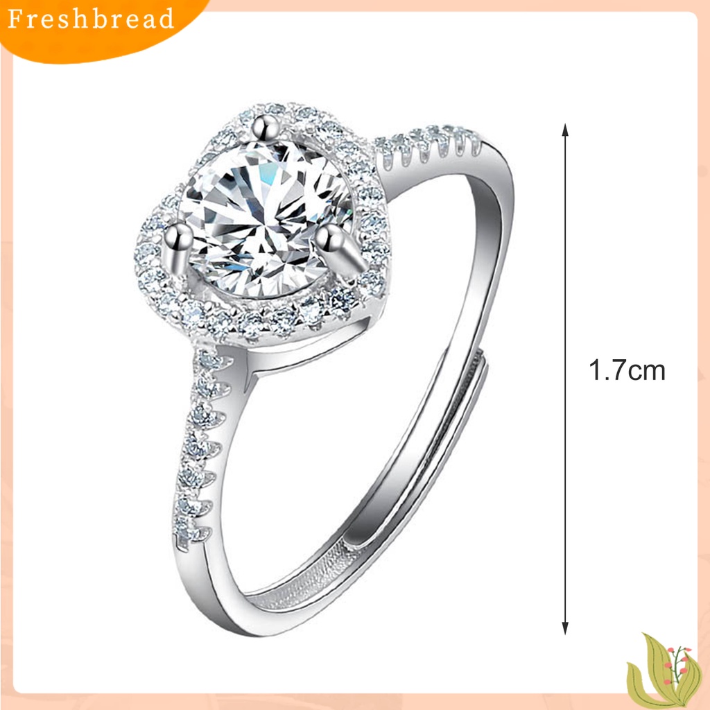 &lt; Freshbread &gt; Cincin Wanita Bentuk Hati Cubic Zirconia Perhiasan Cincin Jari Bersinar Untuk Pesta Pernikahan Prom Banquet