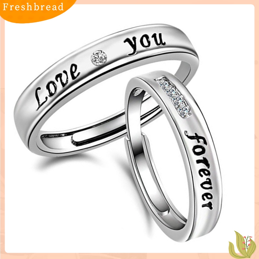 &lt; Freshbread &gt; Love You Forever Berlian Imitasi Kekasih Pasangan Janji Jari Cincin Set Perhiasan Hadiah