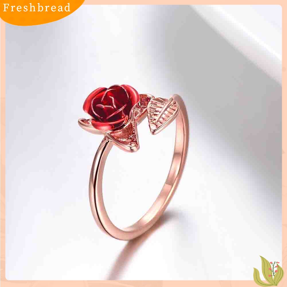 &lt; Freshbread &gt; Wanita Bunga Mawar Terbuka Jari Cincin Adjustable Pernikahan Pertunangan Perhiasan Hadiah