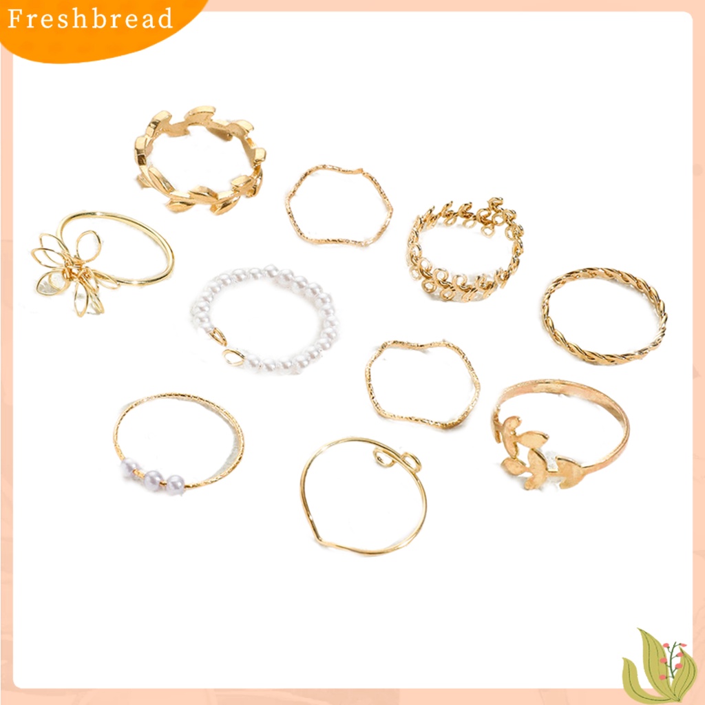 &lt; Freshbread &gt; 10Pcs Cincin Jari Hollow Out Bunga Wanita Bohemian Electroplating Knuckle Rings Untuk Pesta