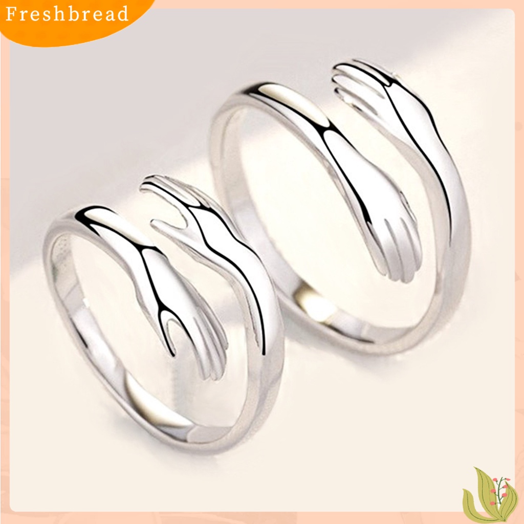 &lt; Freshbread &gt; Cincin Jari Wanita Kreatif Adjustable Hugging Hands Embrace Open Ring Jewelry Untuk Pesta