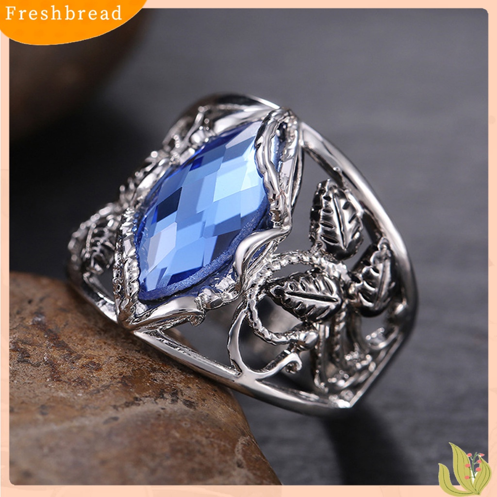 &lt; Freshbread &gt; Wanita Cincin Pengerjaan Indah Paduan Tahan Alergi Retro Bunga Cabang Jari Cincin Perlengkapan Pernikahan