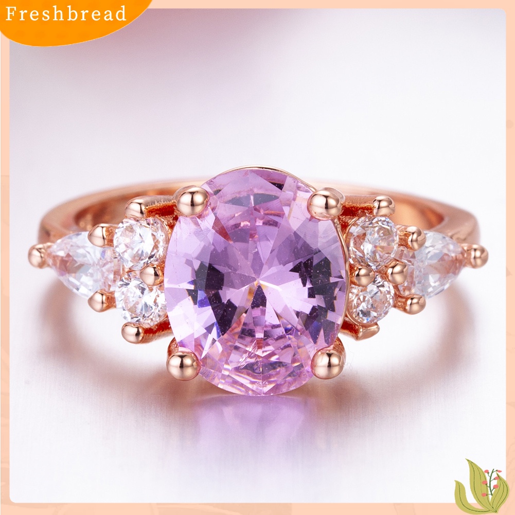 &lt; Freshbread &gt; Fashion Wanita Bulat Berlian Imitasi Jari Cincin Perhiasan Pernikahan Hadiah Hari Valentine