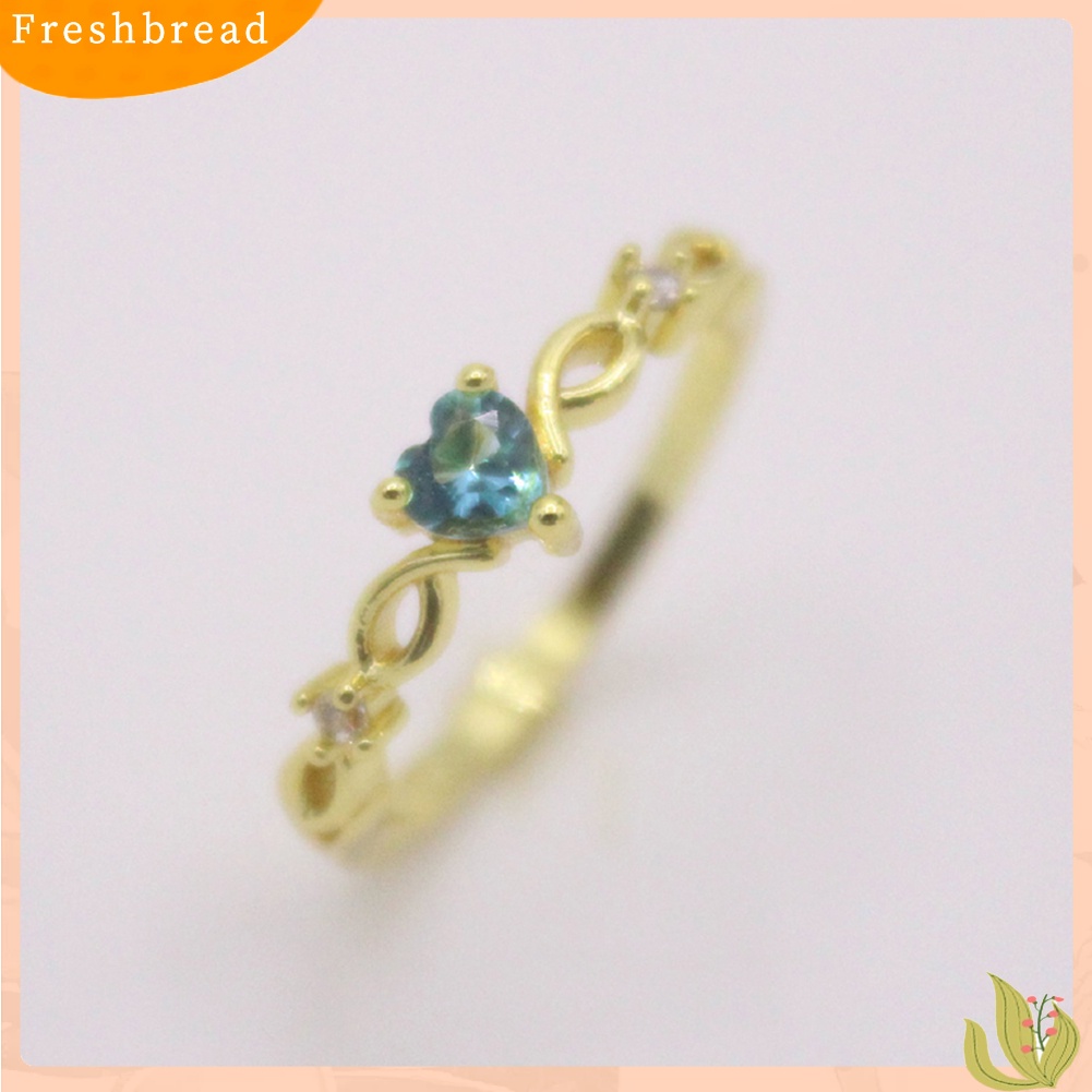 &lt; Freshbread &gt; Wanita Fashion Hati Cubic Zirconia Tergabung Hollow Band Cincin Hadiah Perhiasan Pernikahan