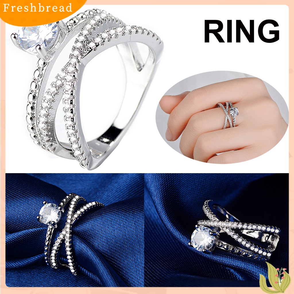 &lt; Freshbread &gt; Glamour Woman Faux Gemstone Pengantin Pernikahan Pertunangan Cross Cincin Jari Perhiasan