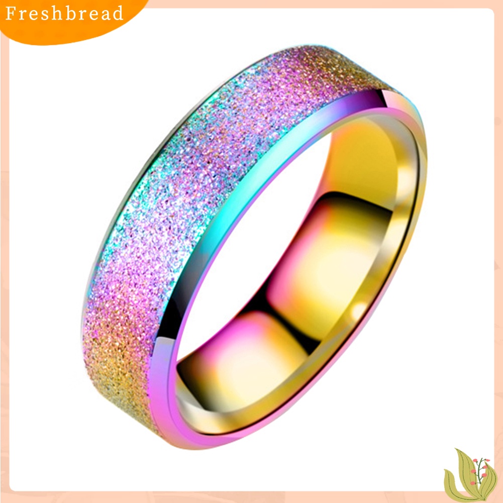 &lt; Freshbread &gt; Double Beveled Edge Frosted Finger Ring Pesta Wanita Pria Pasangan Perhiasan Hadiah