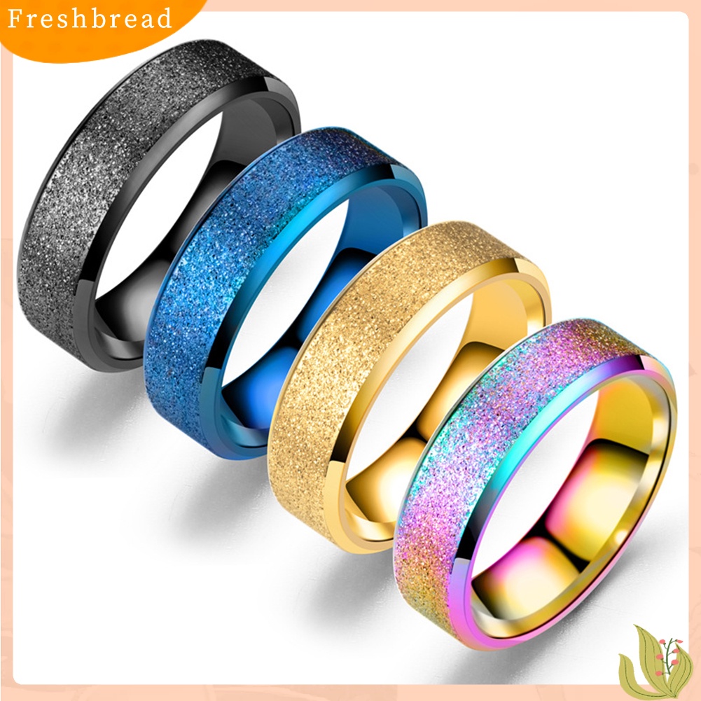 &lt; Freshbread &gt; Double Beveled Edge Frosted Finger Ring Pesta Wanita Pria Pasangan Perhiasan Hadiah