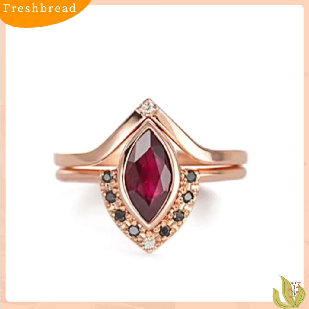 &lt; Freshbread &gt; Cincin Wanita Merah Berlian Imitasi Gaya Vintage Classic Pasangan Knuckle Ring Untuk Pernikahan