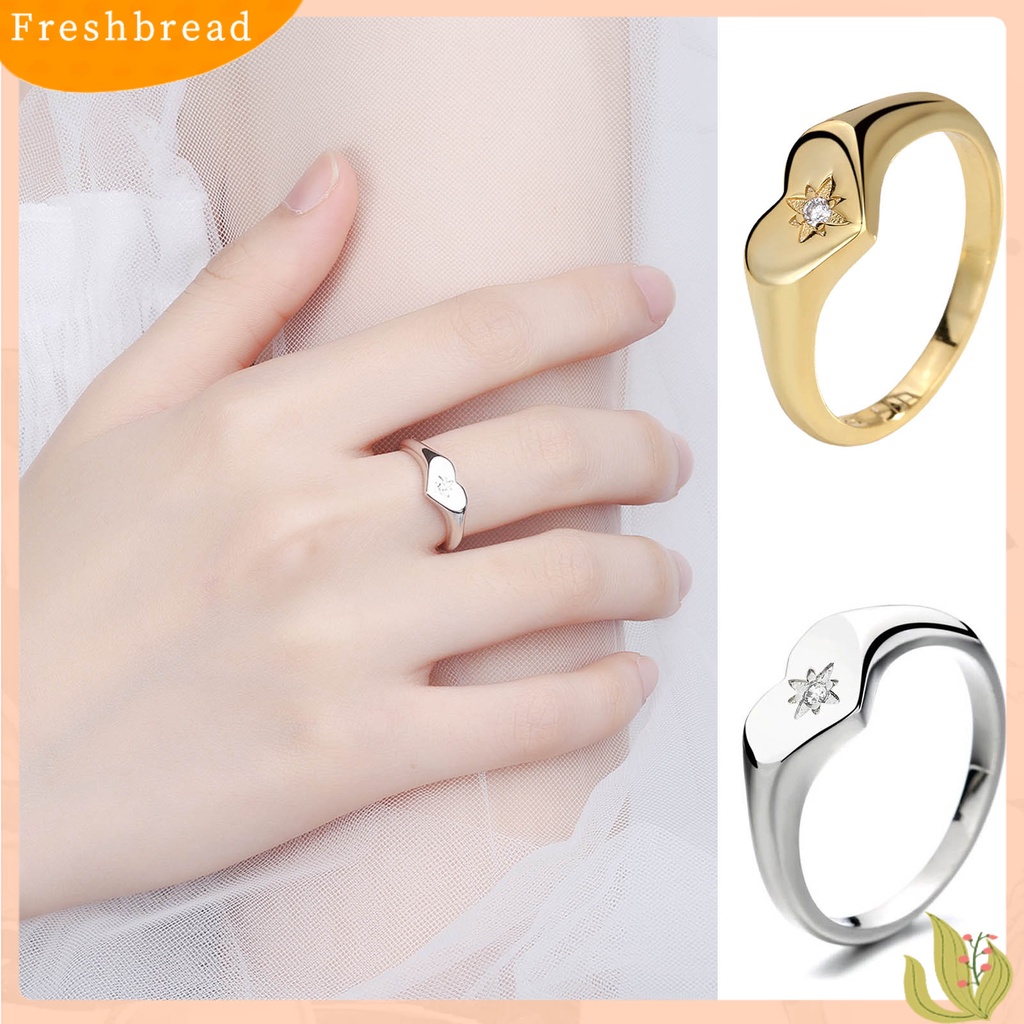 &lt; Freshbread &gt; Wanita Cincin Berlian Imitasi Hias Tidak Luntur Alloy Halus Cinta Jari Cincin Untuk Ulang Tahun