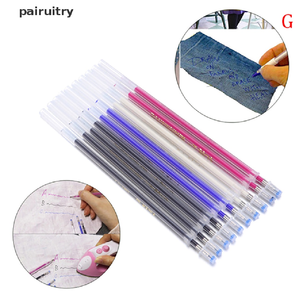 Prt 10pcs Pen Dapat Dihapus Suhu Tinggi Penghilang Penanda Kain Tailoring PRT