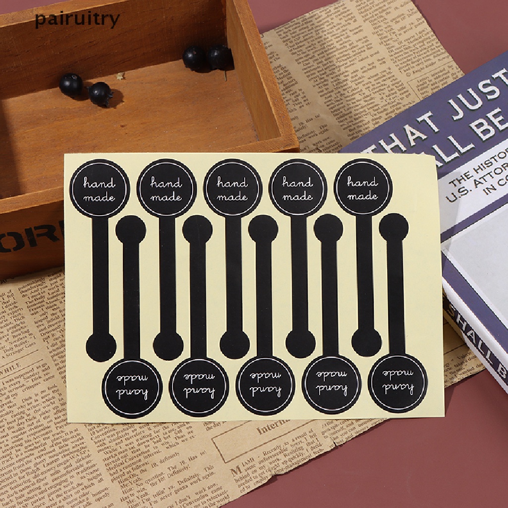 Prt 100PCS Perekat Model Panjang Handmade Kemasan Kue Sealing Label Kraft Stiker PRT