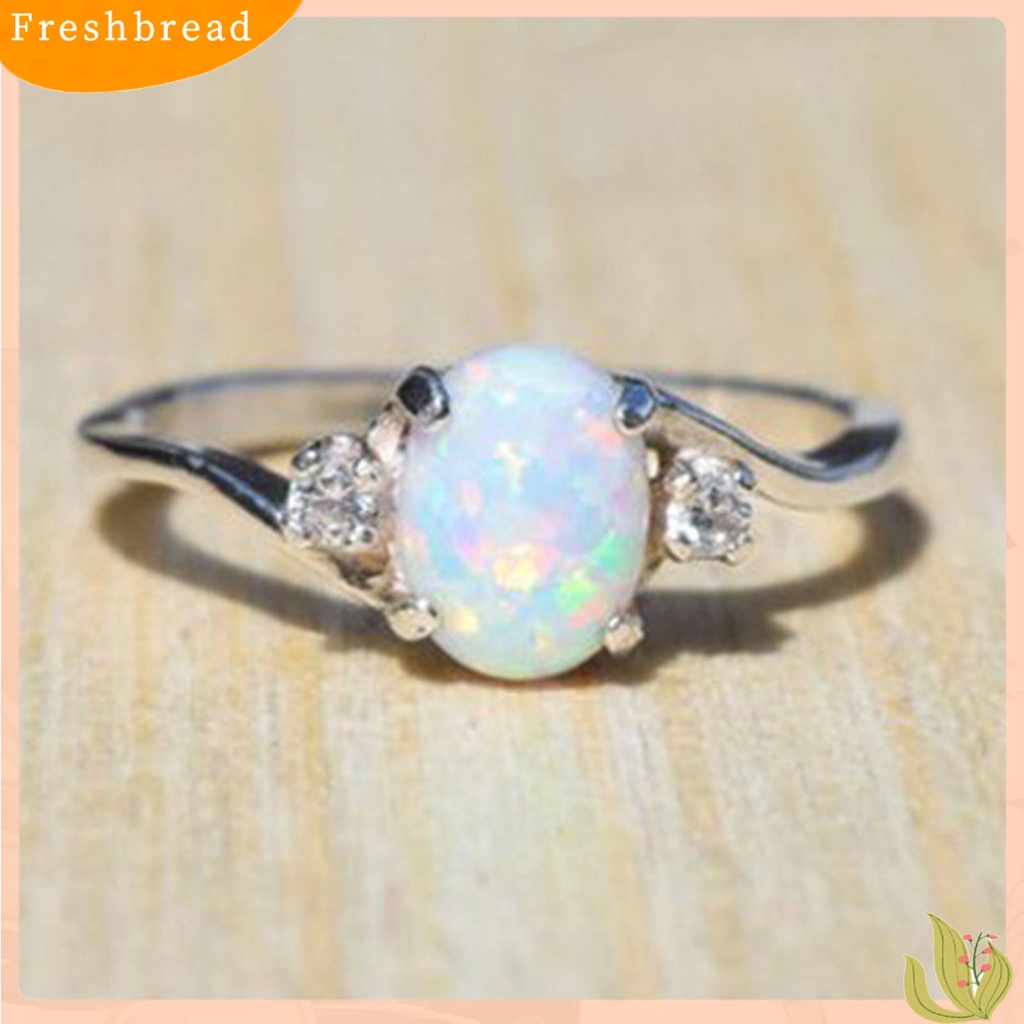 &lt; Freshbread &gt; Hias Berlian Imitasi Elegan Lady Cincin Oval Potong Warna-Warni Faux Permata Jari Cincin Perhiasan Aksesori