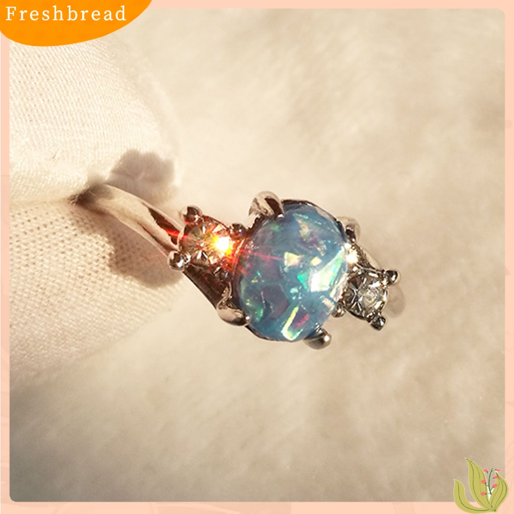 &lt; Freshbread &gt; Hias Berlian Imitasi Elegan Lady Cincin Oval Potong Warna-Warni Faux Permata Jari Cincin Perhiasan Aksesori