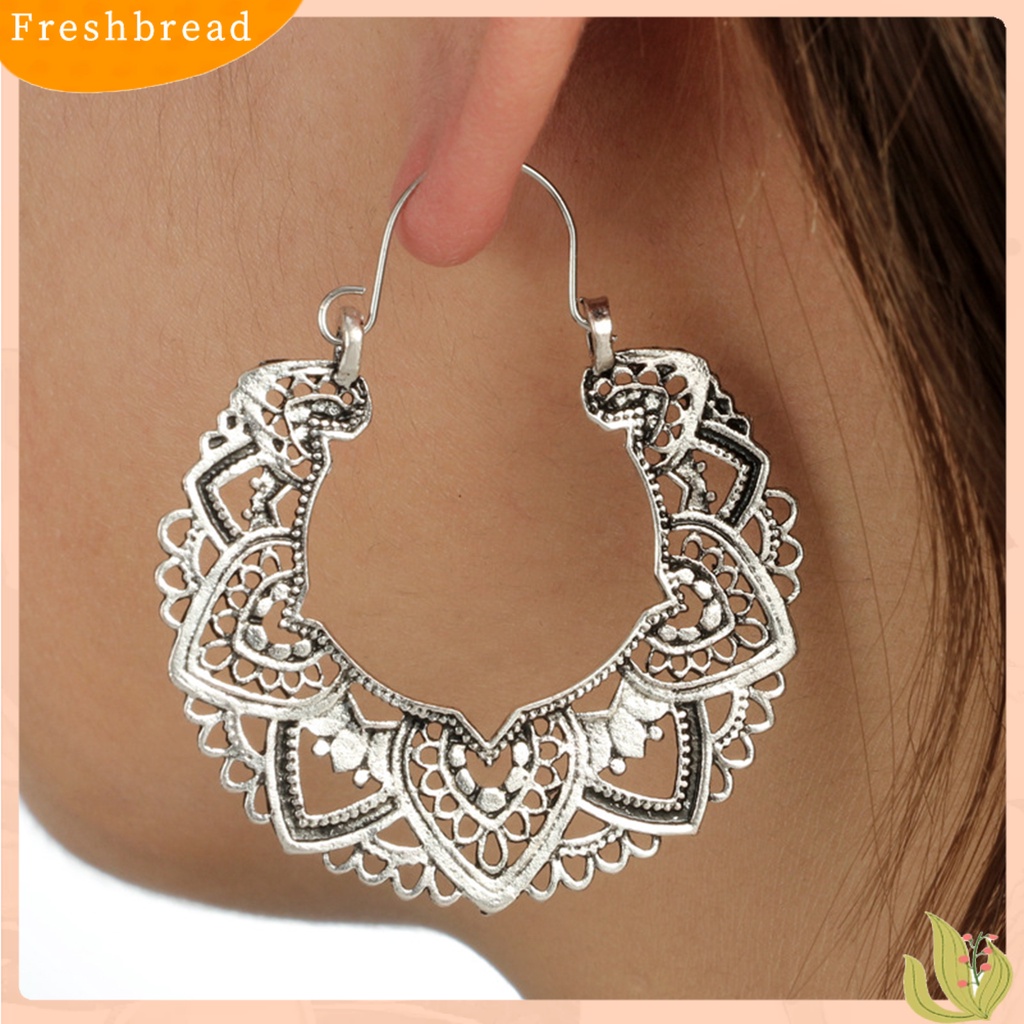 &lt; Freshbread &gt; 1pasang Bentuk Bunga Hollow Drop Earrings Alloy Tindik Geometris Wanita Menjuntai Anting Fashion Perhiasan