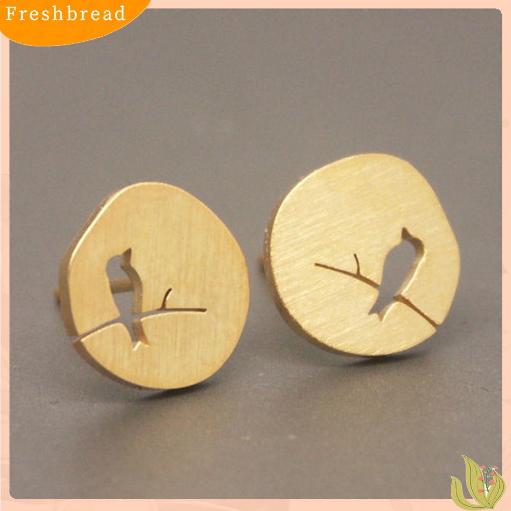 &lt; Freshbread &gt; Lucu Wanita Berongga Burung Cabang Tidak Teratur Geometris Telinga Stud Anting Perhiasan Hadiah