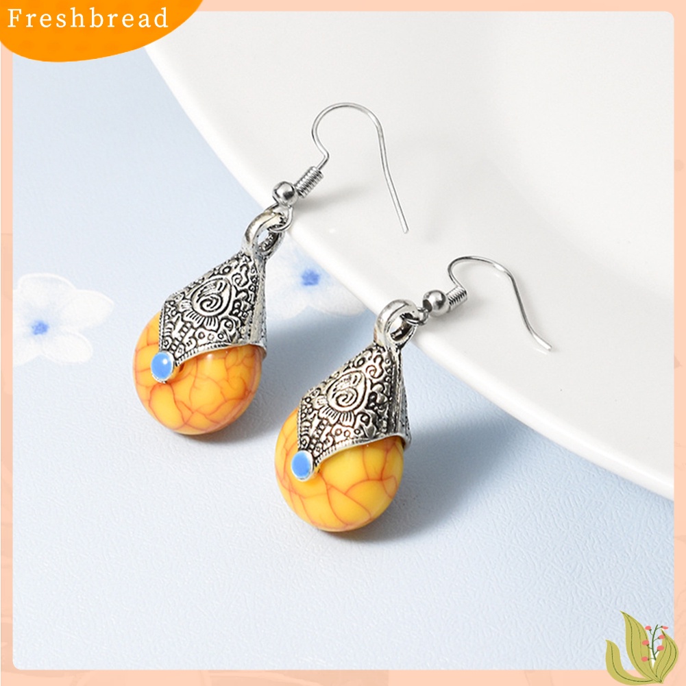 &lt; Freshbread &gt; Fashion Etnik Resin Batu Gaya Alloy Drop Hook Anting Wanita Perhiasan Hadiah