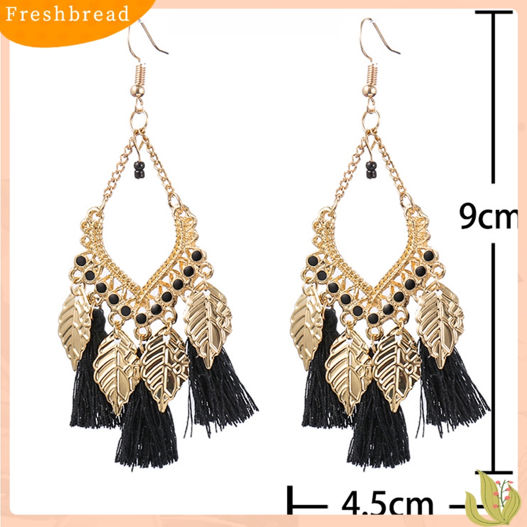 < Freshbread > 1pasang Anting Menjuntai Gaya Etnik Paduan Anti Luntur Hias Rumbai Kait Anting Perhiasan Hadiah Untuk Gadis