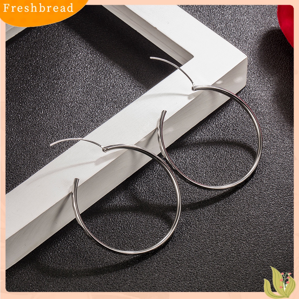 &lt; Freshbread &gt; 1pasang Anting Hoop Shiny Rhombus Texture Wanita Besar Hiphop Bulat Menjuntai Earring Perhiasan Hadiah Untuk Pacaran