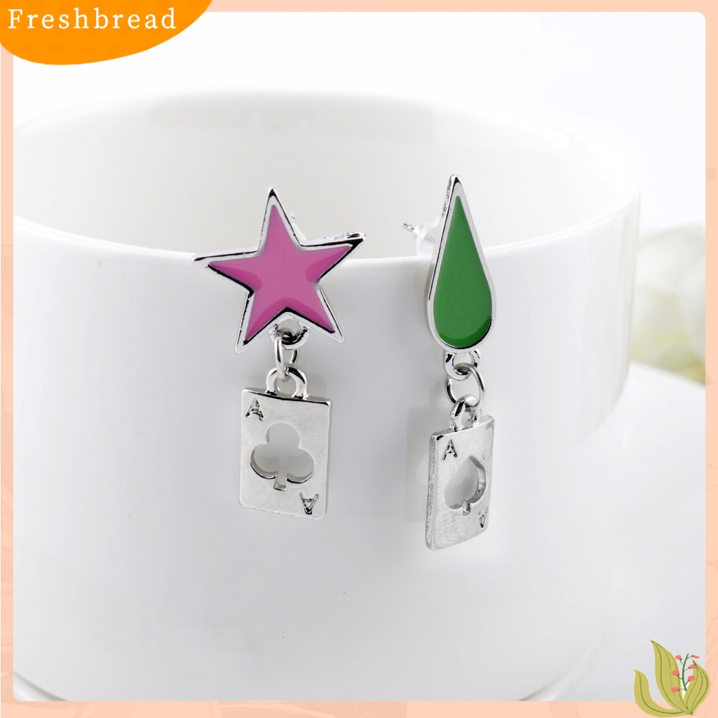 &lt; Freshbread &gt; Hunter Anime Cosplay Poker Joker Ear Stud Earring Untuk Aksesoris Perhiasan Hisoka