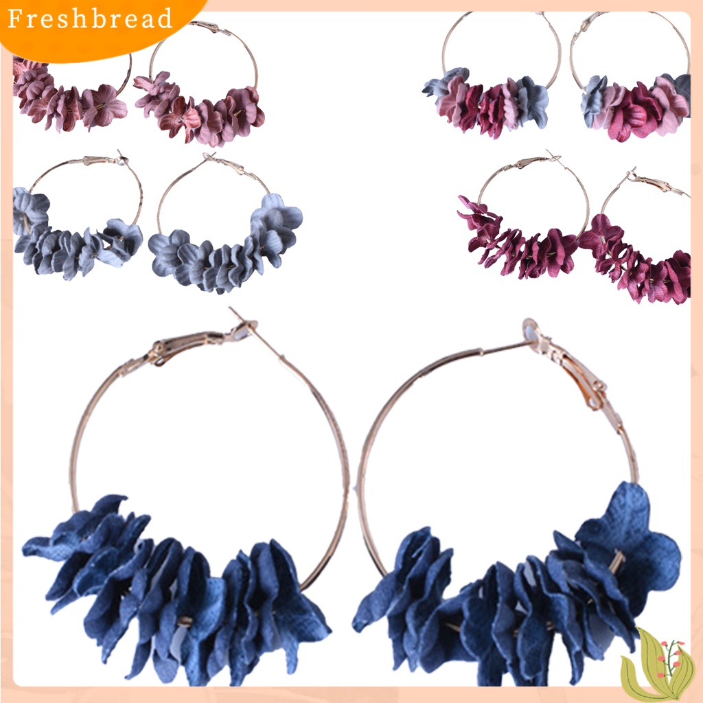 &lt; Freshbread &gt; 2Pcs Wanita Gadis Eardrop Kelopak Anting Hoop Perhiasan Fashion Sederhana Untuk Pesta