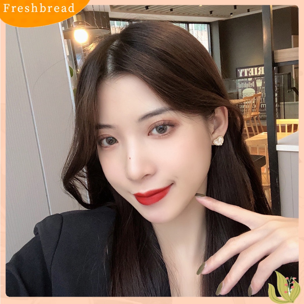 &lt; Freshbread &gt; 1pasang Anting Tusuk Jantung Plating Perhiasan Gaya Korea Electroplating Ear Studs Untuk Pesta Pernikahan Perjamuan Prom