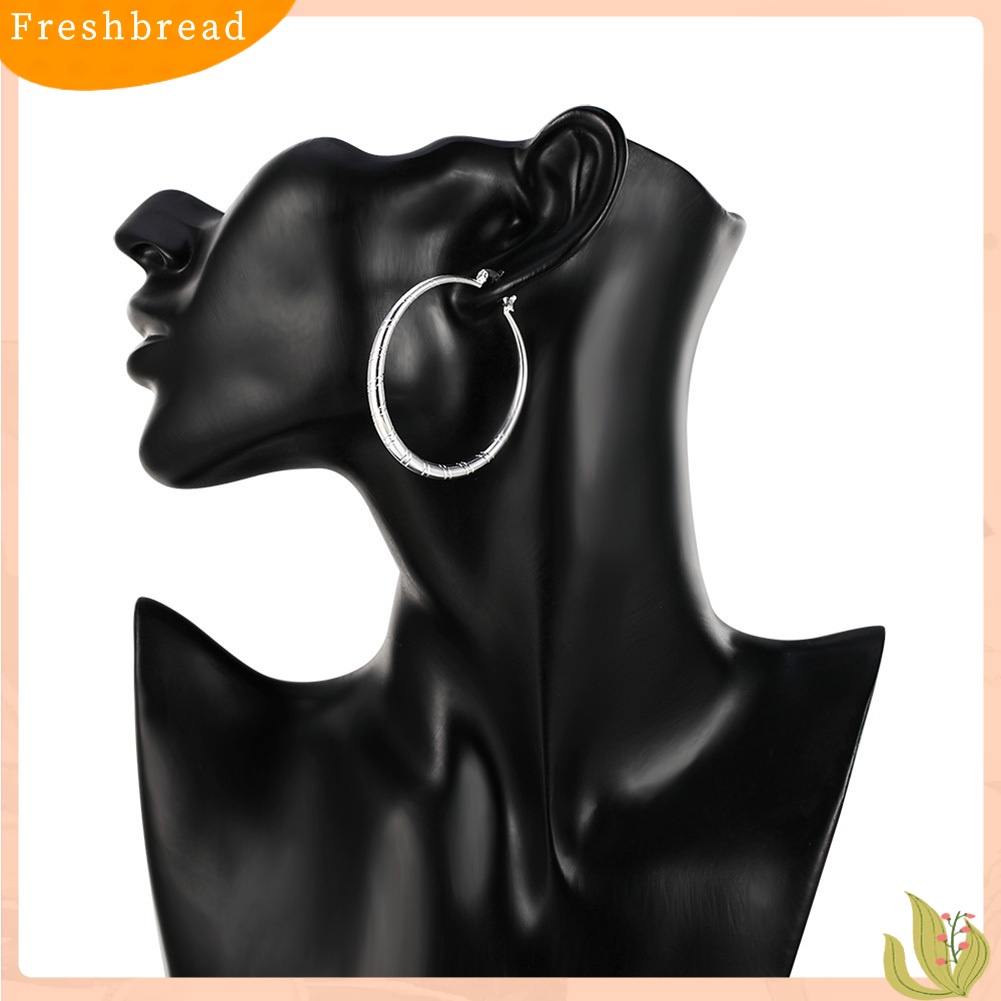 &lt; Freshbread &gt; Wanita Bergaya Bulat Besar Bentuk Lingkaran Retro Besar Hoop Earrings Perhiasan Hadiah