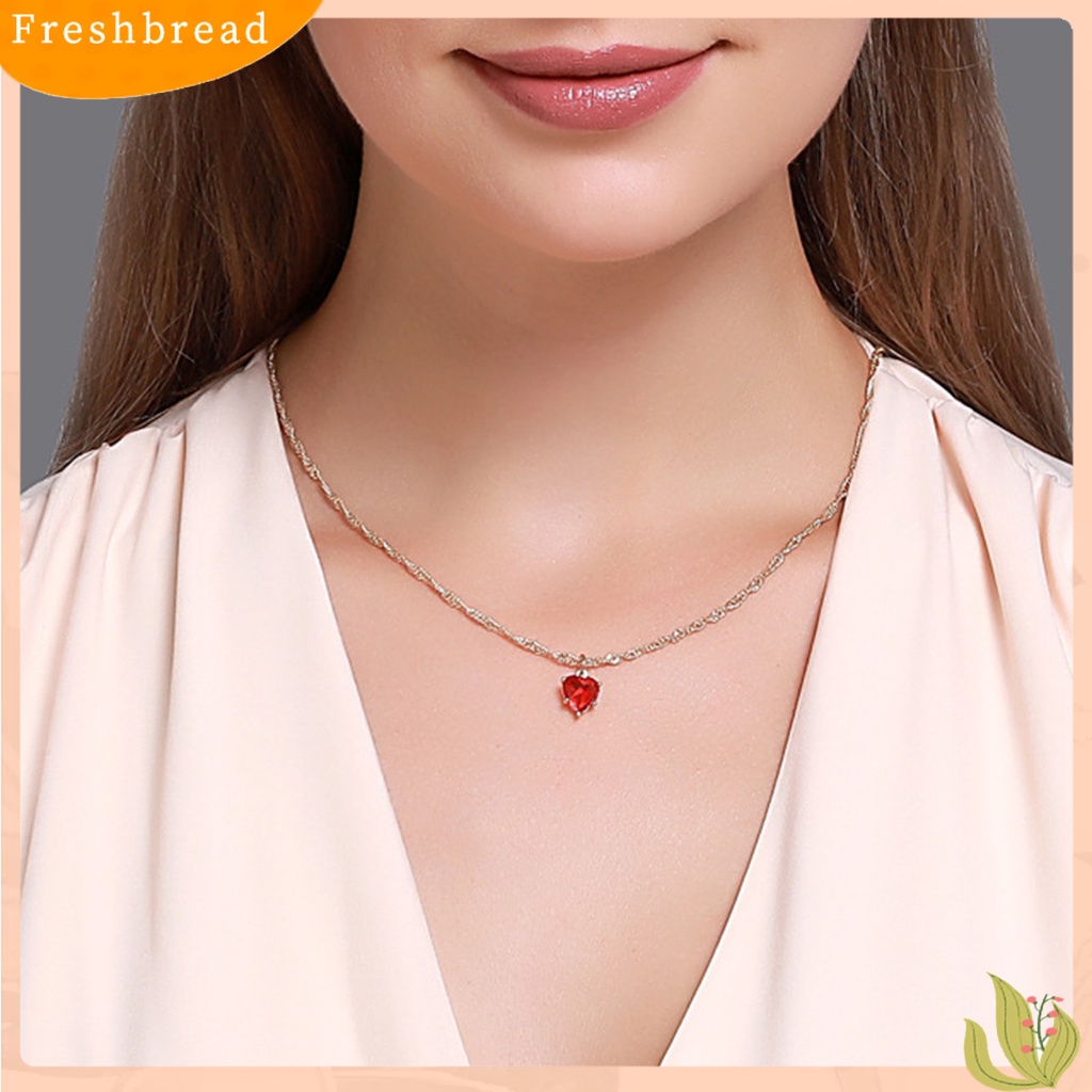 &lt; Freshbread &gt; Anting Menjuntai Hati Cubic Zirconia Perhiasan Manis Berkilau Anting Hoop Kalung Untuk Pakaian Sehari-Hari