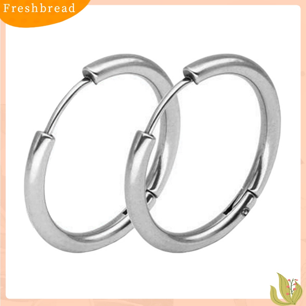 &lt; Freshbread &gt; 1pasang Stainless Steel Fashion Punk Unisex Ear Hoop Circle Earrings Perhiasan Hadiah