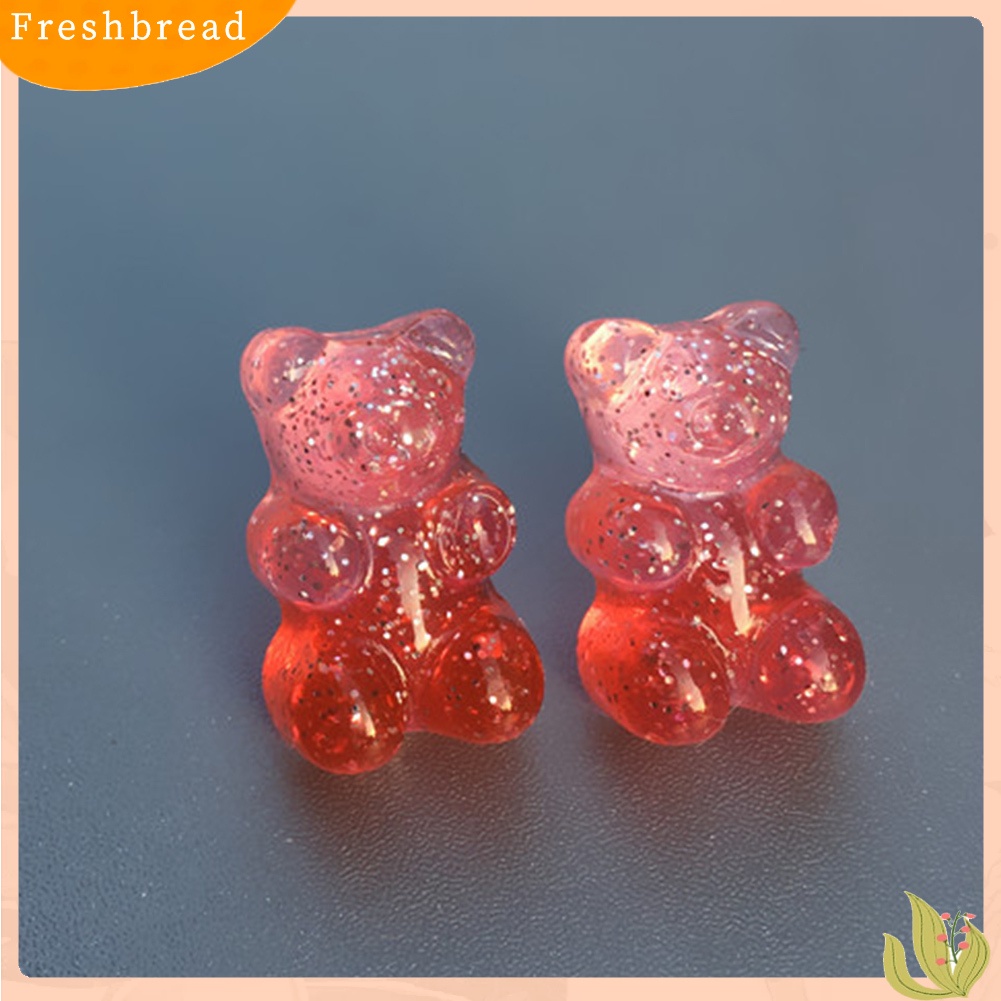 &lt; Freshbread &gt; Fashion Wanita Permen Warna Kartun Gummy Bear Ear Stud Earrings Perhiasan Hadiah