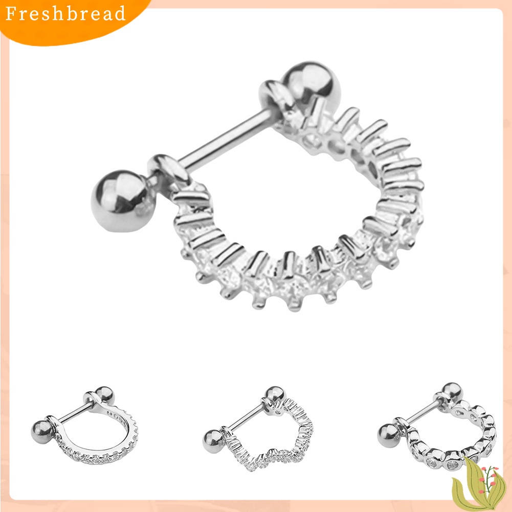 &lt; Freshbread &gt; 1Pc Cubic Zirconia U Bentuk Barbel Helix Hoop Earring Wanita Perhiasan Tindik