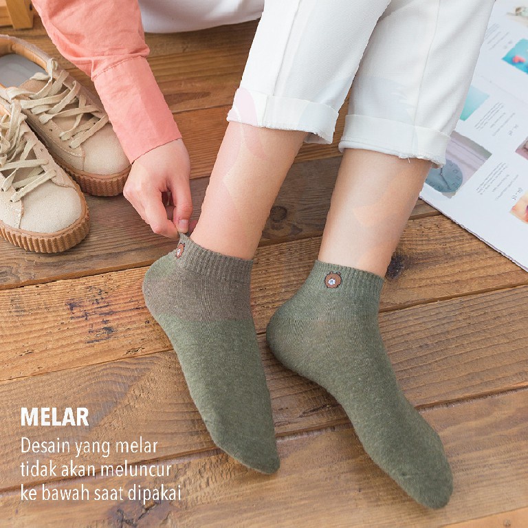 MOMO HOUSE Kaos Kaki Pendek Wanita Kaos Wanita Kaos Kaki Dewasa Wanita Kaos Kaki Dewasa Perempuan Motif Beruang