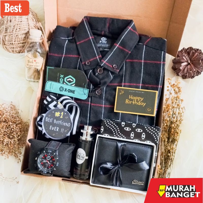 Kemeja untuk lebaran terbaru- Hampers Cowok Kemeja Flanel  / Hampers kado ulang tahun cowok / Kado f