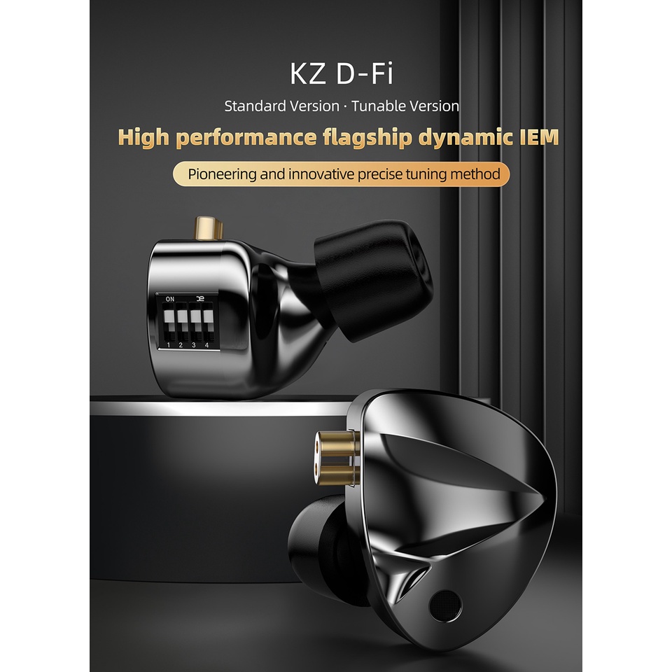 Kz D-Fi Adjustable Dual Magnetic Dynamic Coil In-Ear Headset Kabel Musik HiFi Monitor Panggung Live Earplug Music Earphone