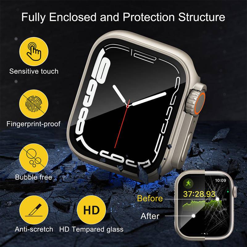 Upgrade Cover for Apple Watch Case SEries 8 7 6 5 4 Se 45mm 44mm 40mm 44mm Pelindung Layar PC Case Tempered Glass Change