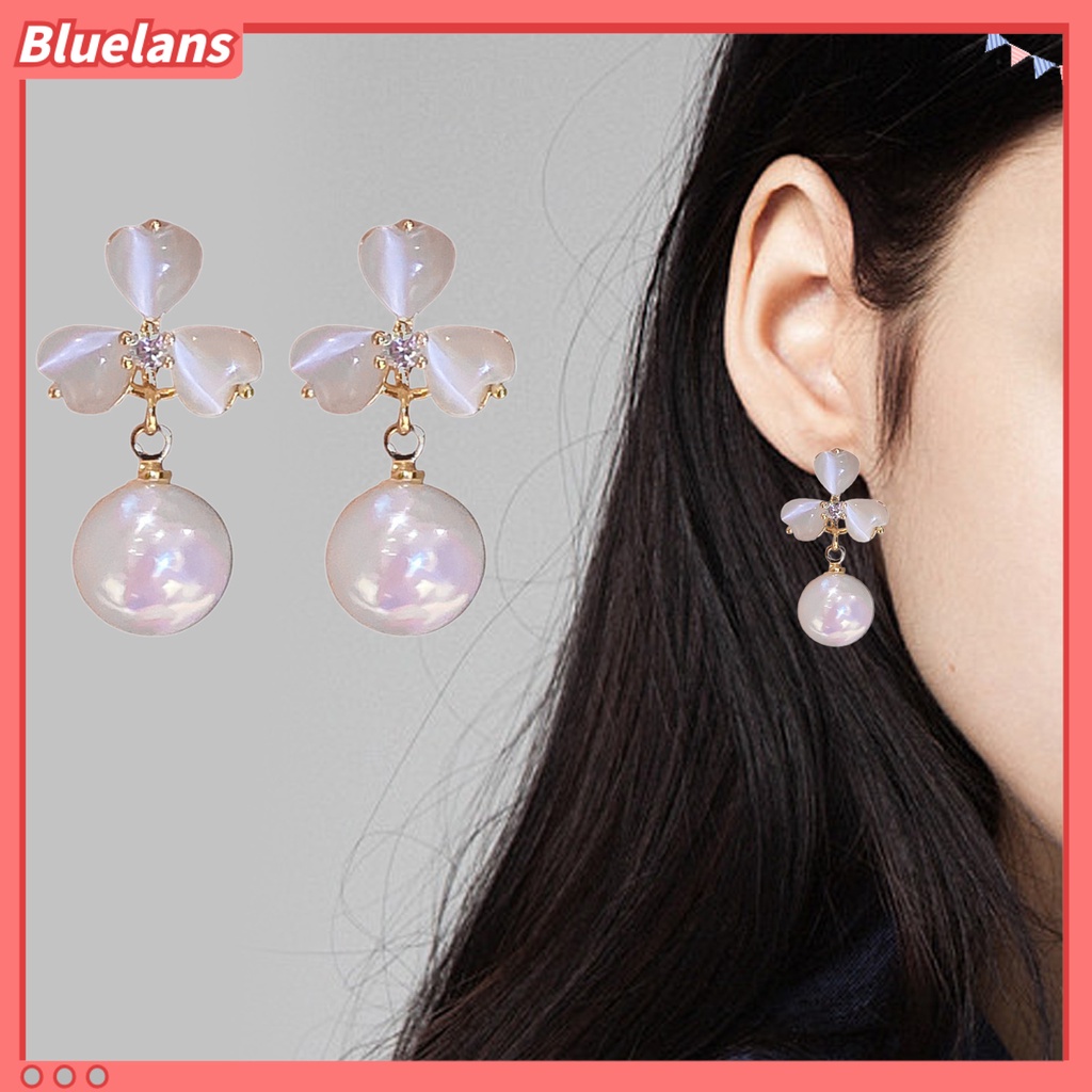 {In Stock} 1pasang Anting Stud Dainty Elegan Temperamen Gaya Perancis Mutiara Imitasi Opal Bunga Wanita Drop Earrings Perhiasan Aksesoris