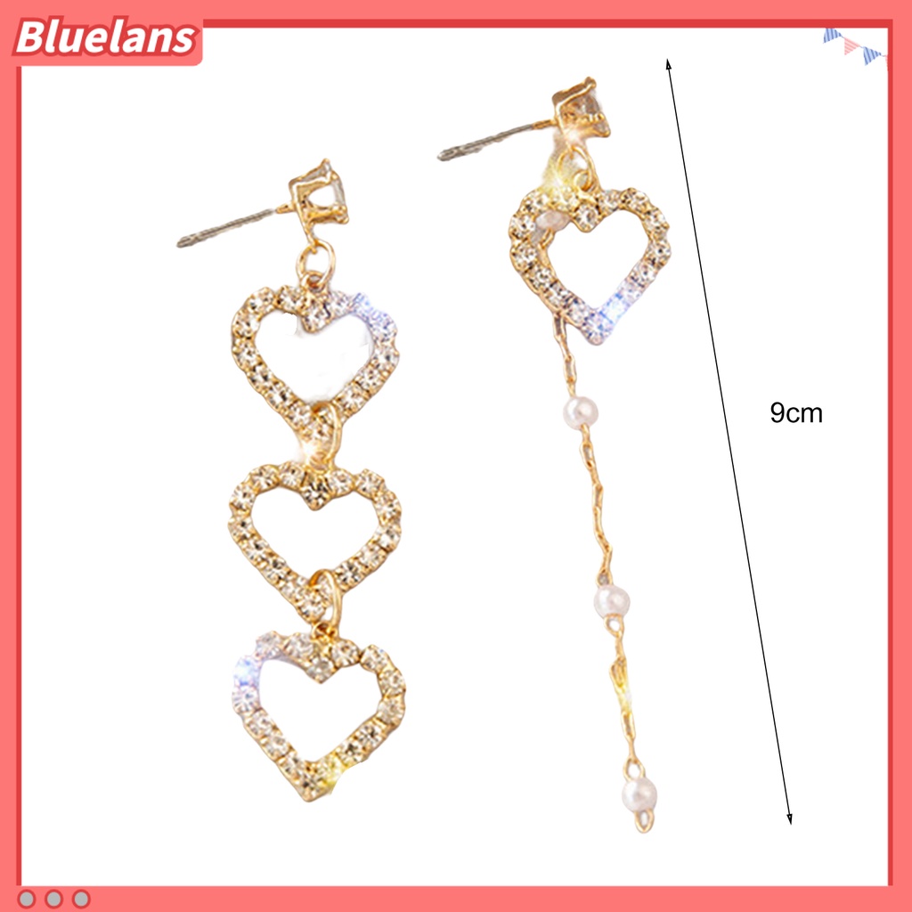 {In Stock} 1pasang Anting Menjuntai Hati Berlian Imitasi Perhiasan Gaya Korea Mutiara Imitasi Stud Earrings Hadiah Ulang Tahun