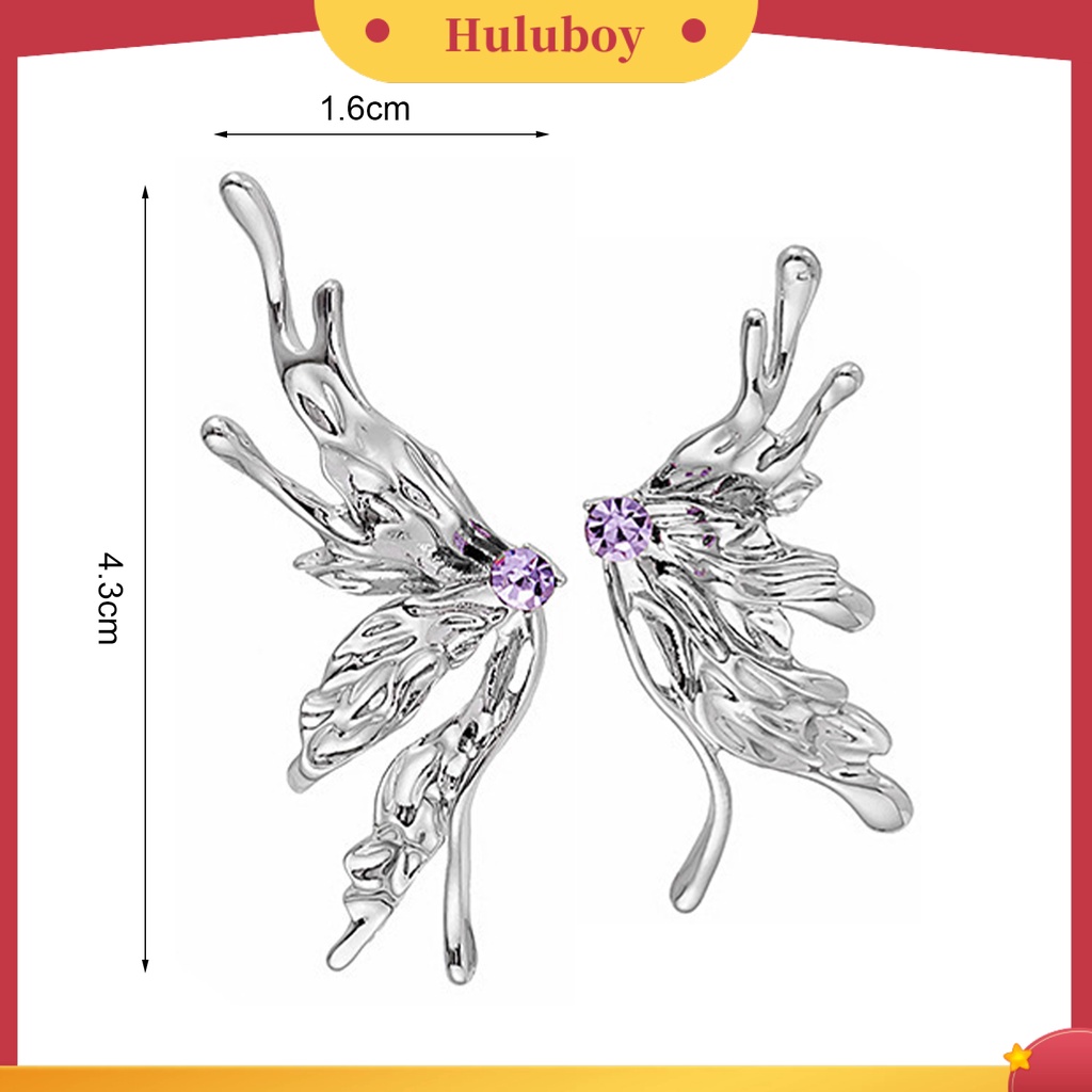{Ready Stock} 1pasang Anting Pejantan Cairan Keren Aesthetic Gaya Punk Bentuk Kupu-Kupu Anting Performa Perhiasan Wanita