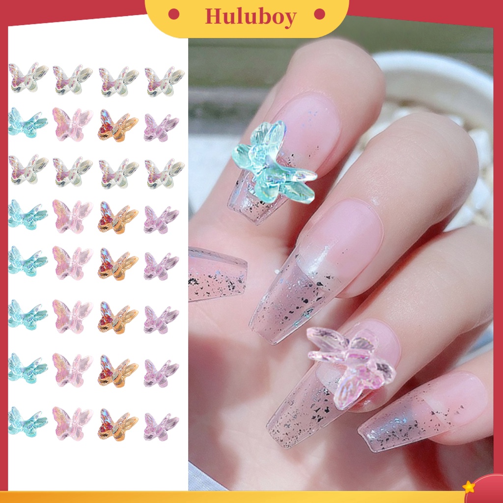 {In Stock} 1tas Dekorasi Kuku Kupu-Kupu Bentuk Indah Warna Vibrant Realistis Mempesona Efek Visual Tidak Luntur 3D Butterfly Nail Art Ornamen Manicure Jewelry Perlengkapan Kuku