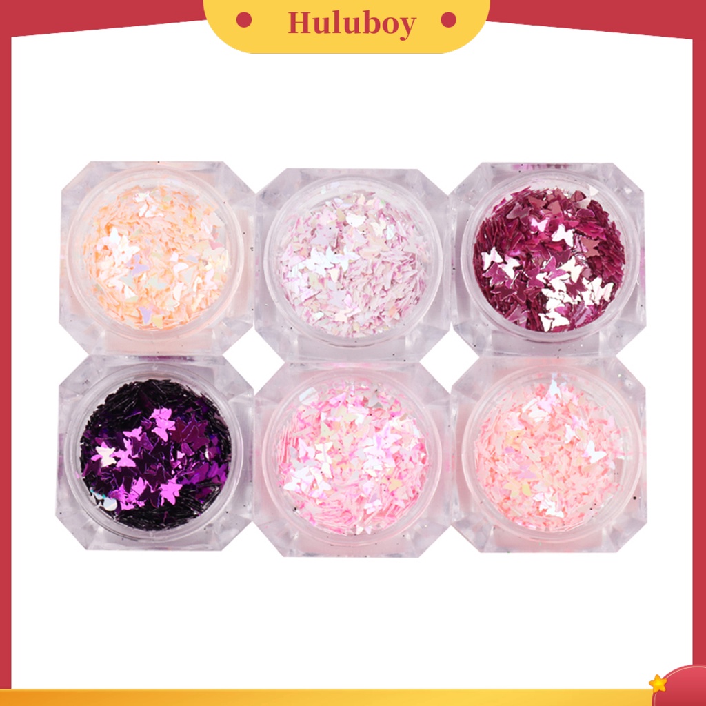 {In Stock} 6Pcs/Set Manicure Decor Cantik Bersinar Tempel Mudah Hidup Kreatif DIY Ringan Bentuk Kupu-Kupu Kuku Glitter Sequin Untuk Wanita